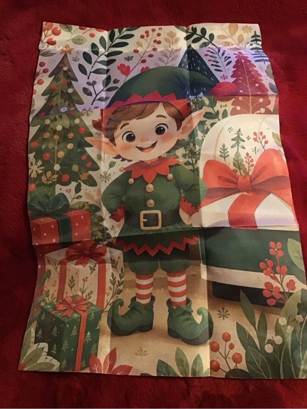 Holiday Elf Decorative mini garden flag - Green Red White